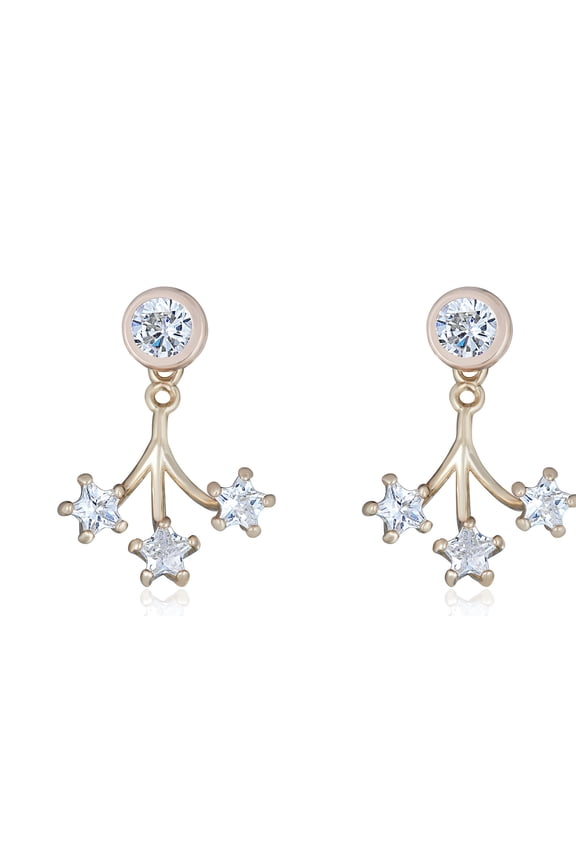 AVORA 10K Yellow Gold Bezel-set Simulated Diamond CZ Drop Jacket Earrings