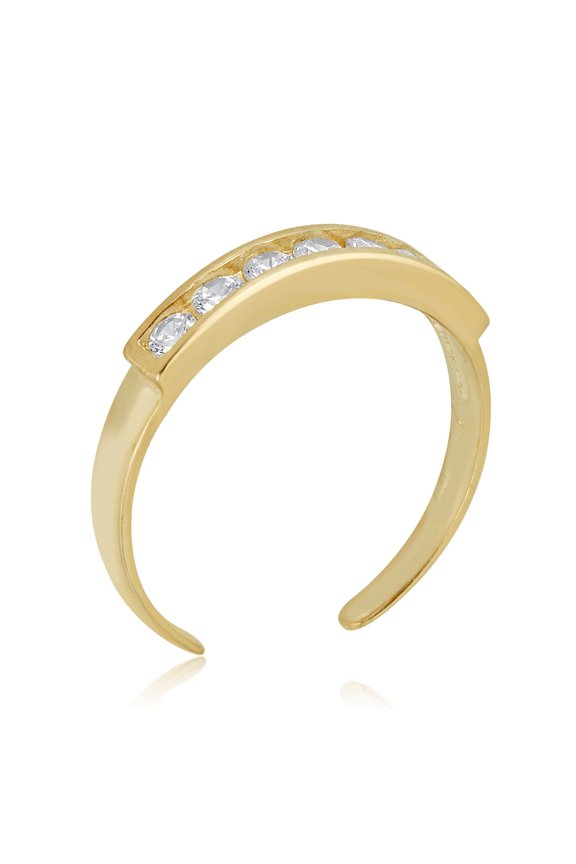 AVORA 10K Yellow Gold Channel-Set Simulated Diamond CZ Toe Ring