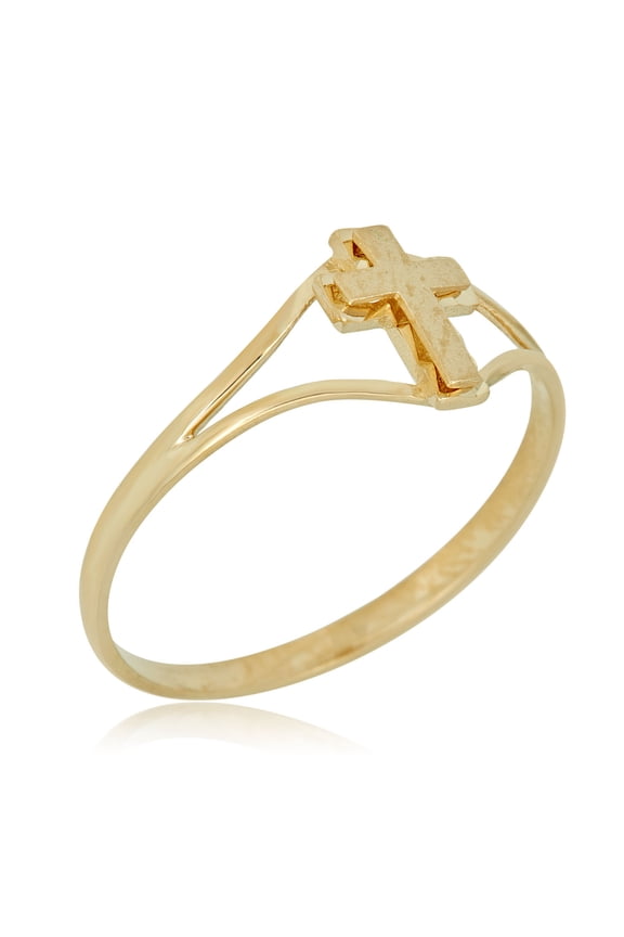 AVORA 10K Yellow Gold Cross Ring, Size 4 - Size 4