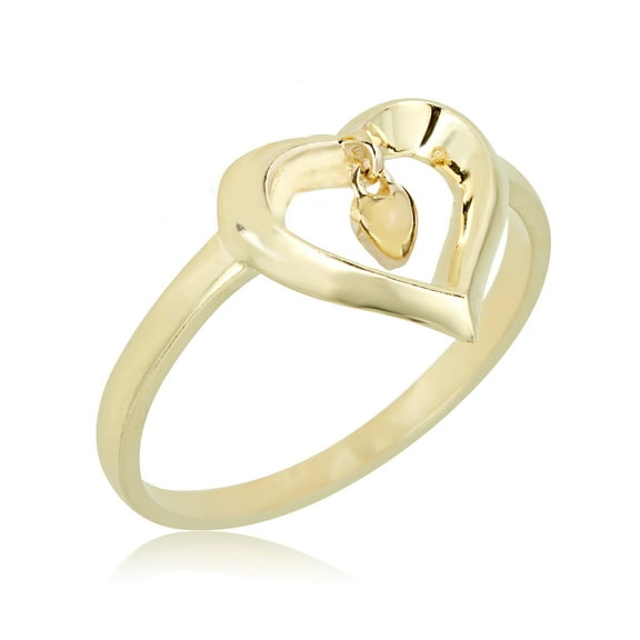 AVORA 10K Yellow Gold Dangle Open Heart Ring - Size 6