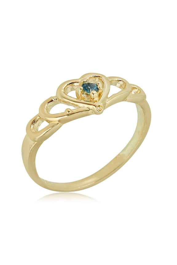 AVORA 10K Yellow Gold December Birthstone-Genuine Blue Topaz Ring, Size 3 - Size 3