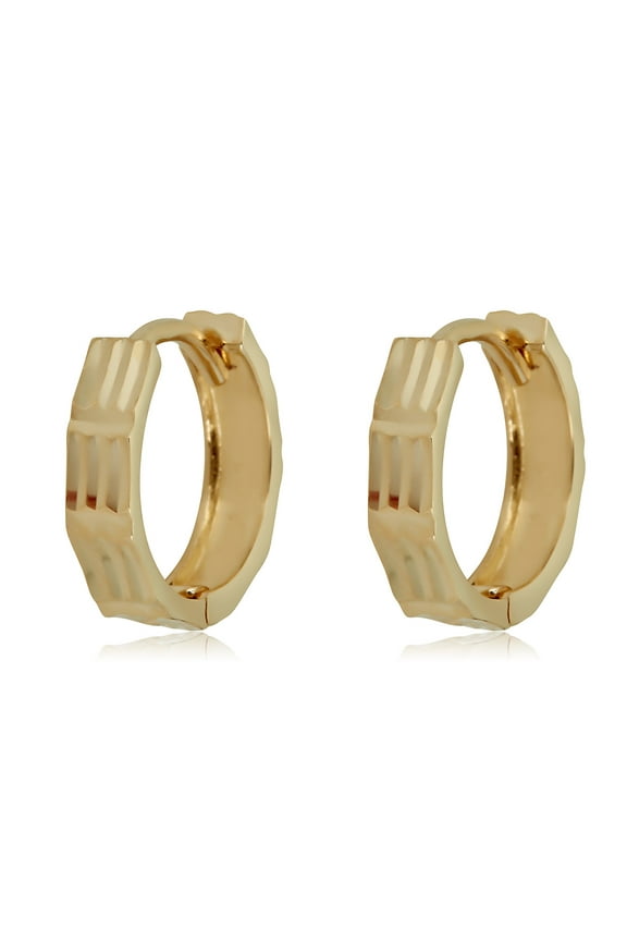 AVORA 10K Yellow Gold Diamond-Cut 11mm Hoop Earrings