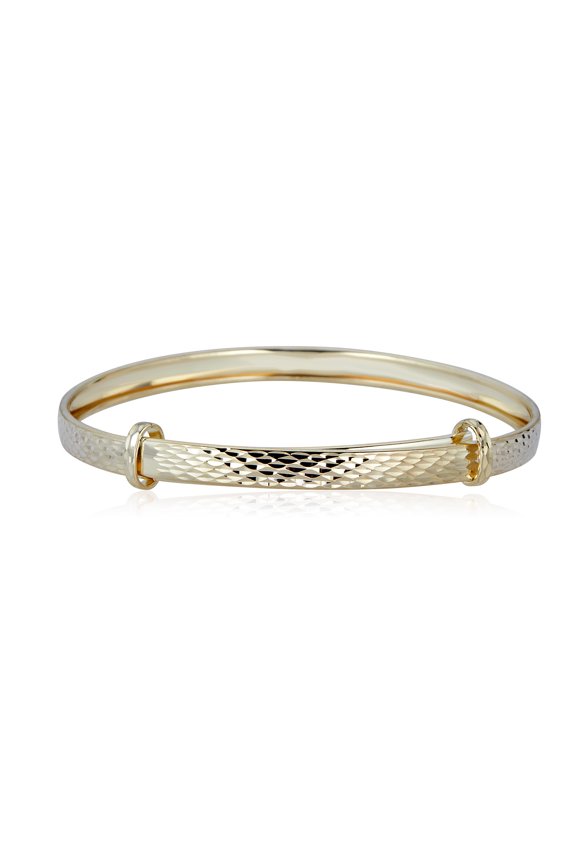 AVORA 10K Yellow Gold Diamond-Cut Adjustable Bangle Bracelet : 1.5" - 2" Diameter