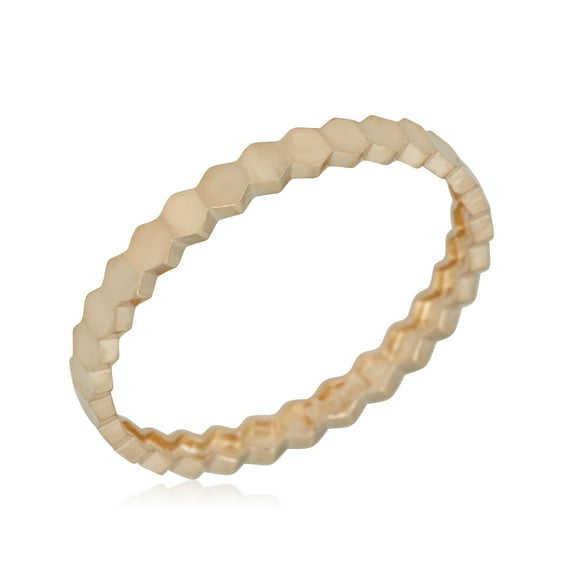 AVORA 10K Yellow Gold Flat Beaded Midi Stackable Fashion Ring - Size 7