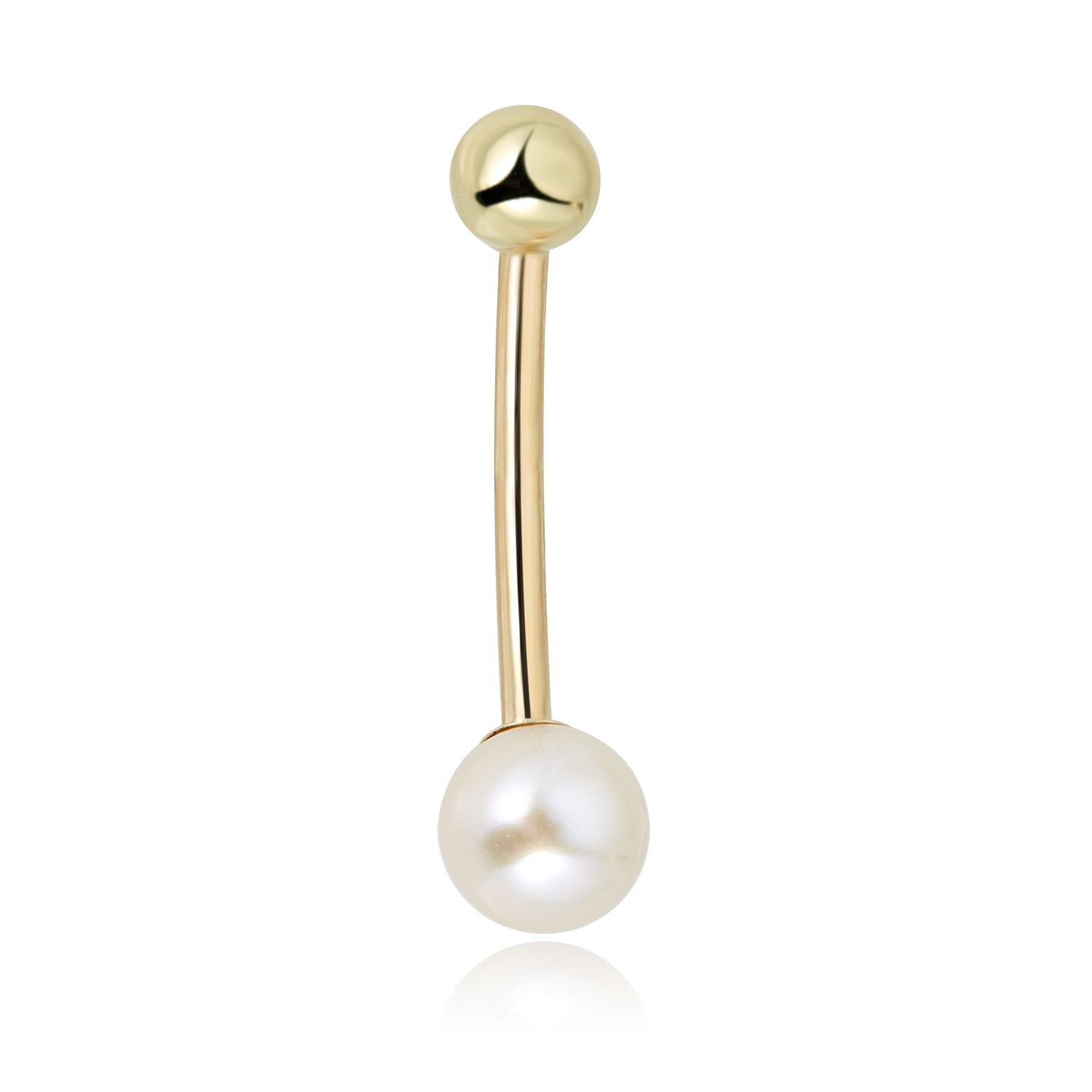 Real pearl belly outlet button ring