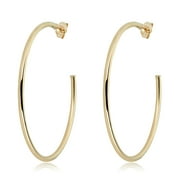 AVORA JEWELRY AVORA 10K Yellow Gold Half Hoop Earrings - 50mm