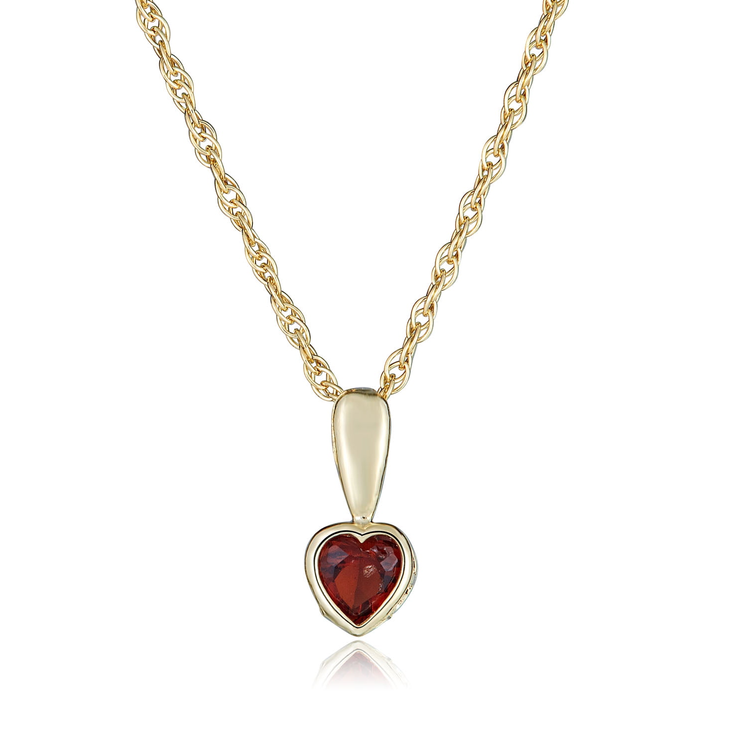 Dainty 10k Yellow Gold Heart January Birthstone Promise Ring - Red CZ Center With White Side Stones, 1.5mm Band