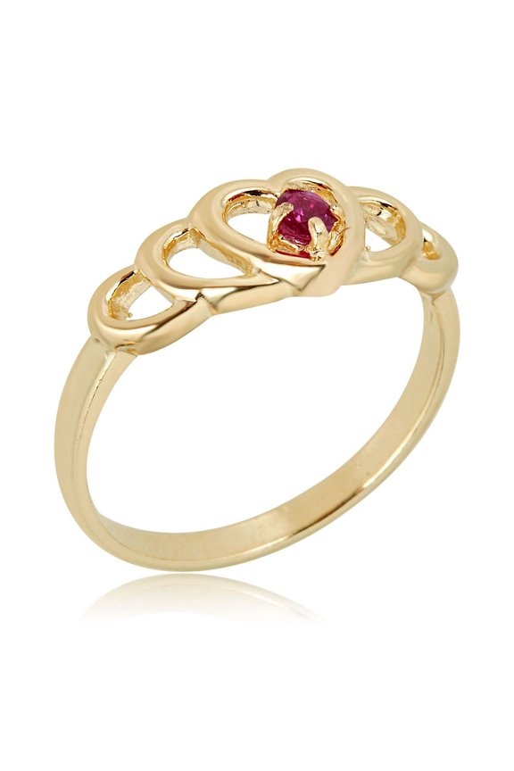 AVORA 10K Yellow Gold July Birthstone- Ruby Ring, Size 7 - Size 7