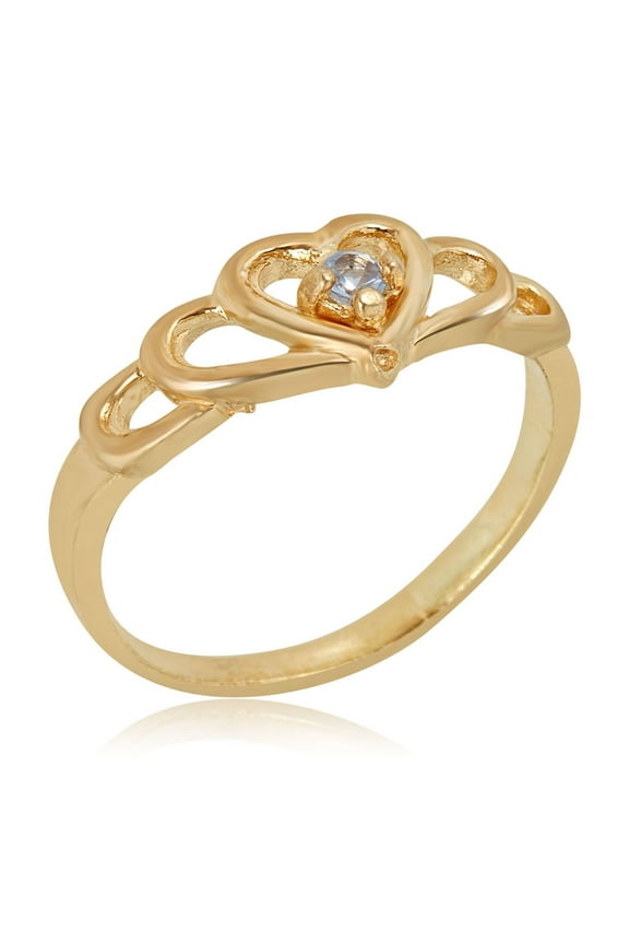 AVORA 10K Yellow Gold March Birthstone- Aquamarine Ring, Size 3 - Size 3