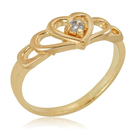 AVORA 10K Yellow Gold March Birthstone- Aquamarine Ring, Size 5 - Size 5