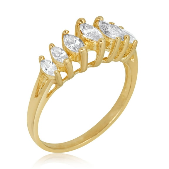 AVORA 10K Yellow Gold Marquise-shape Simulated Diamond CZ Fashion Ring  - Size 8
