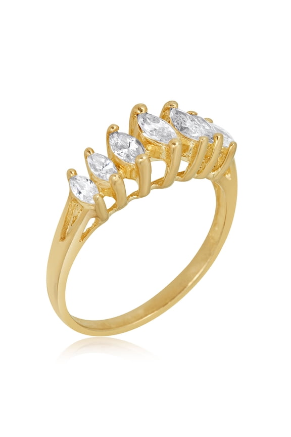 AVORA 10K Yellow Gold Marquise-shape Simulated Diamond CZ Fashion Ring - Size 8