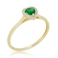 thumbnail image 1 of AVORA 10K Yellow Gold May Birthstone- Emerald with Simulated Diamond CZ Heart Halo Fashion Ring  - Size 6, 1 of 6