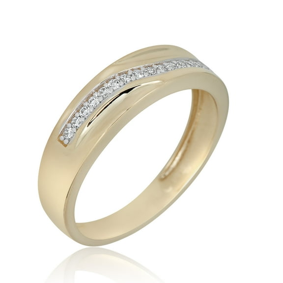 AVORA 10K Yellow Gold Men's 6mm Simulated Diamond CZ Anniversary Wedding Band Ring - Size 11