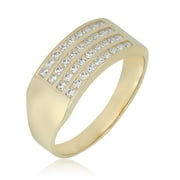 AVORA JEWELRY AVORA 10K Yellow Gold Men's Four-Row Simulated Diamond CZ Wedding Band Ring - Size 10.5