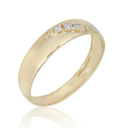 AVORA 10K Yellow Gold Men's Simulated Diamond CZ Anniversary Wedding Band Ring - Size 10.5