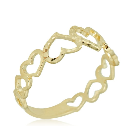 AVORA 10K Yellow Gold Open Heart Band Fashion Ring  - Size 7