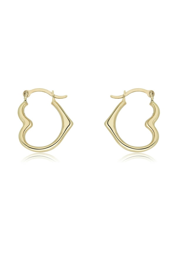 AVORA 10K Yellow Gold Open Heart Polished Hoop Earrings