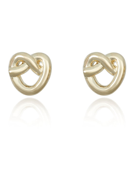 AVORA 10K Yellow Gold Open Heart Stud Earrings