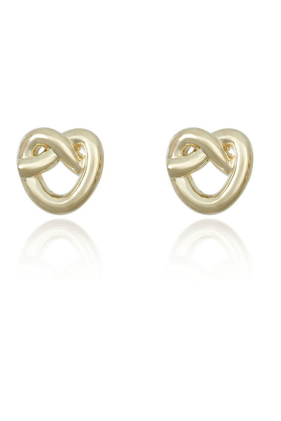 AVORA 10K Yellow Gold Open Heart Stud Earrings