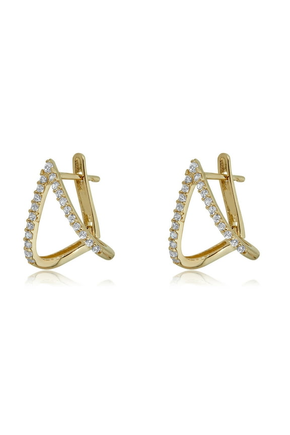 AVORA 10K Yellow Gold Open Triangle Huggie Hoop Earrings