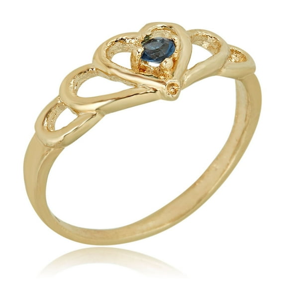AVORA 10K Yellow Gold September Birthstone- Blue Sapphire Ring, Size 5 - Size 5
