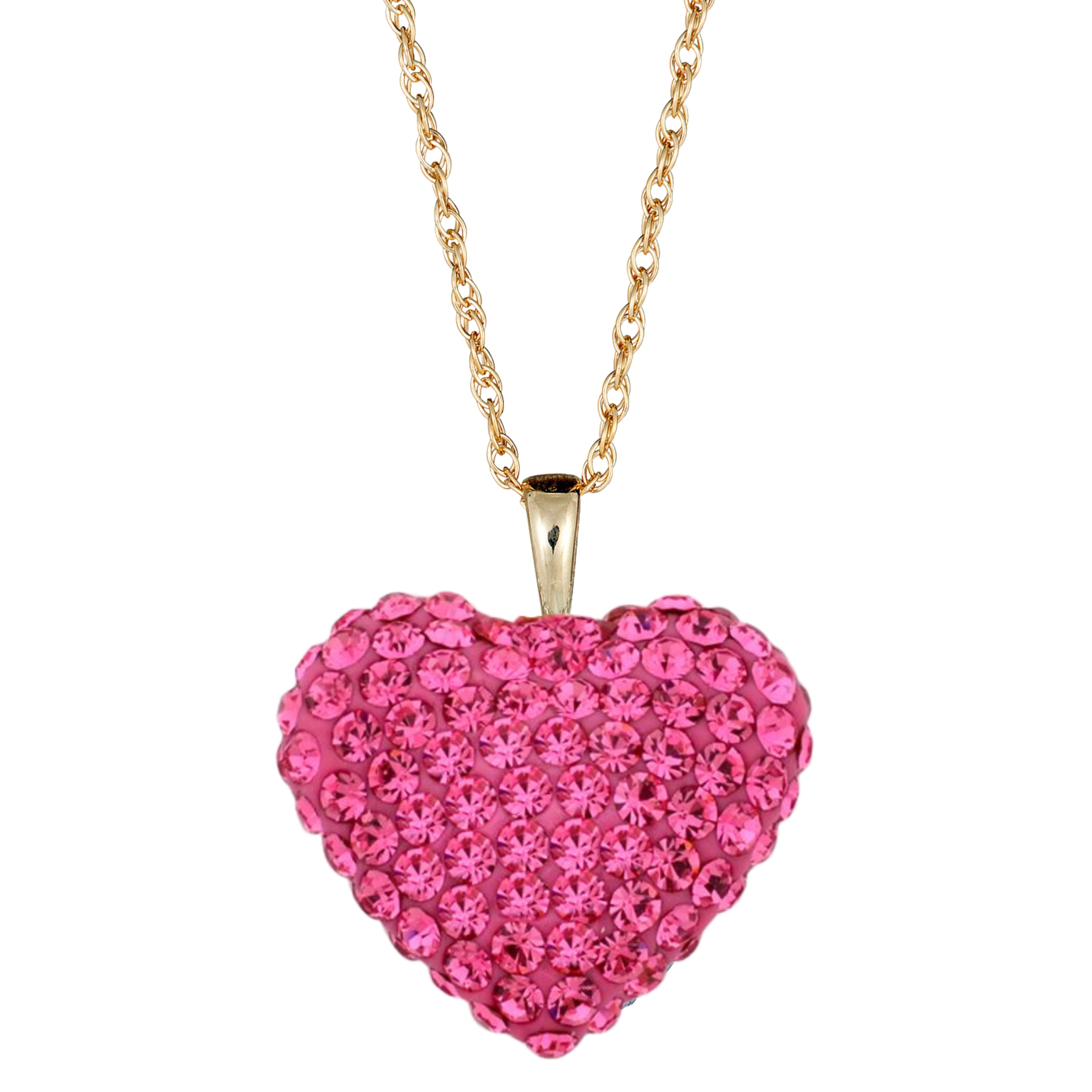 Pink Sterling Silver Cable Chain Necklace Heart Pendant Made with Swarovski  Crystals, 20