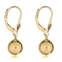 AVORA 10K Yellow Gold Polished 8mm Ball Lever-back Dangle Drop Earring