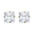 thumbnail image 1 of AVORA 10K Yellow Gold Princess Cut 6mm Simulated Diamond CZ Stud Earrings, 1 of 6