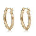 thumbnail image 1 of AVORA 10K Yellow Gold Satin Finish Diamond Cut 16mm Hoop Earrings, 1 of 6