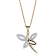 thumbnail image 1 of AVORA 10K Yellow Gold Simulated Diamond CZ Dragonfly Pendant Necklace with 18" Chain, 1 of 5