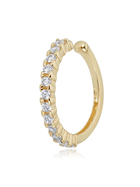 AVORA 10K Yellow Gold Simulated Diamond CZ Ear Cuff