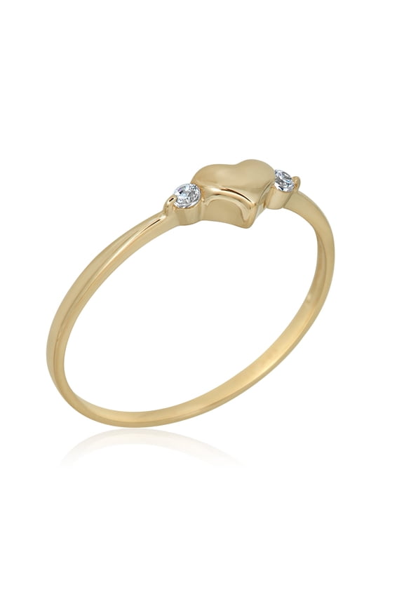 AVORA 10K Yellow Gold Simulated Diamond CZ Heart Ring, Size 4 - Size 4