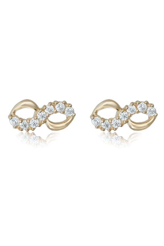 AVORA 10K Yellow Gold Simulated Diamond CZ Infinity Stud Earrings