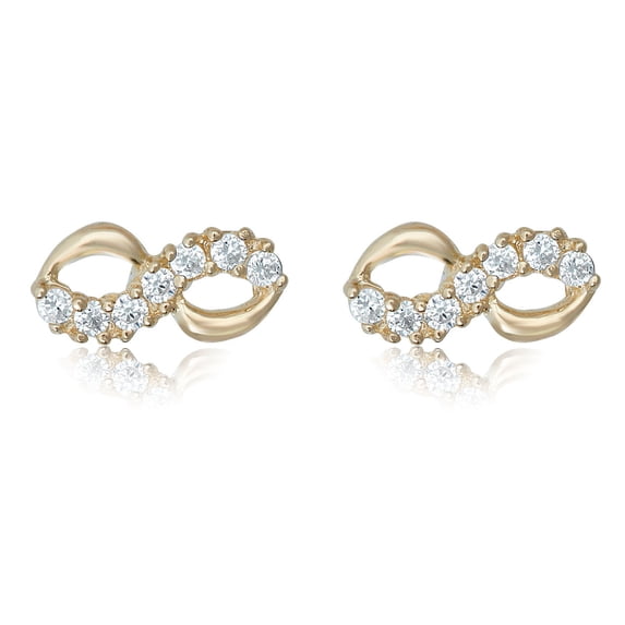 AVORA 10K Yellow Gold Simulated Diamond CZ Infinity Stud Earrings