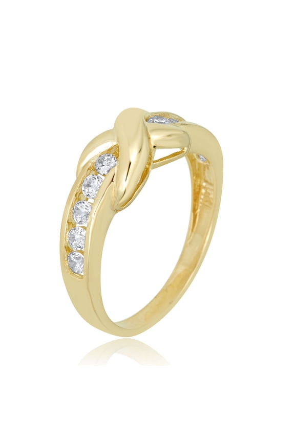 AVORA 10K Yellow Gold Simulated Diamond CZ Infinity Tie Fashion Ring  - Size 8