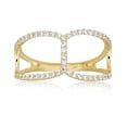 thumbnail image 1 of AVORA 10K Yellow Gold Simulated Diamond CZ Linear Open Shank Fashion Ring  - Size 7.5, 1 of 6