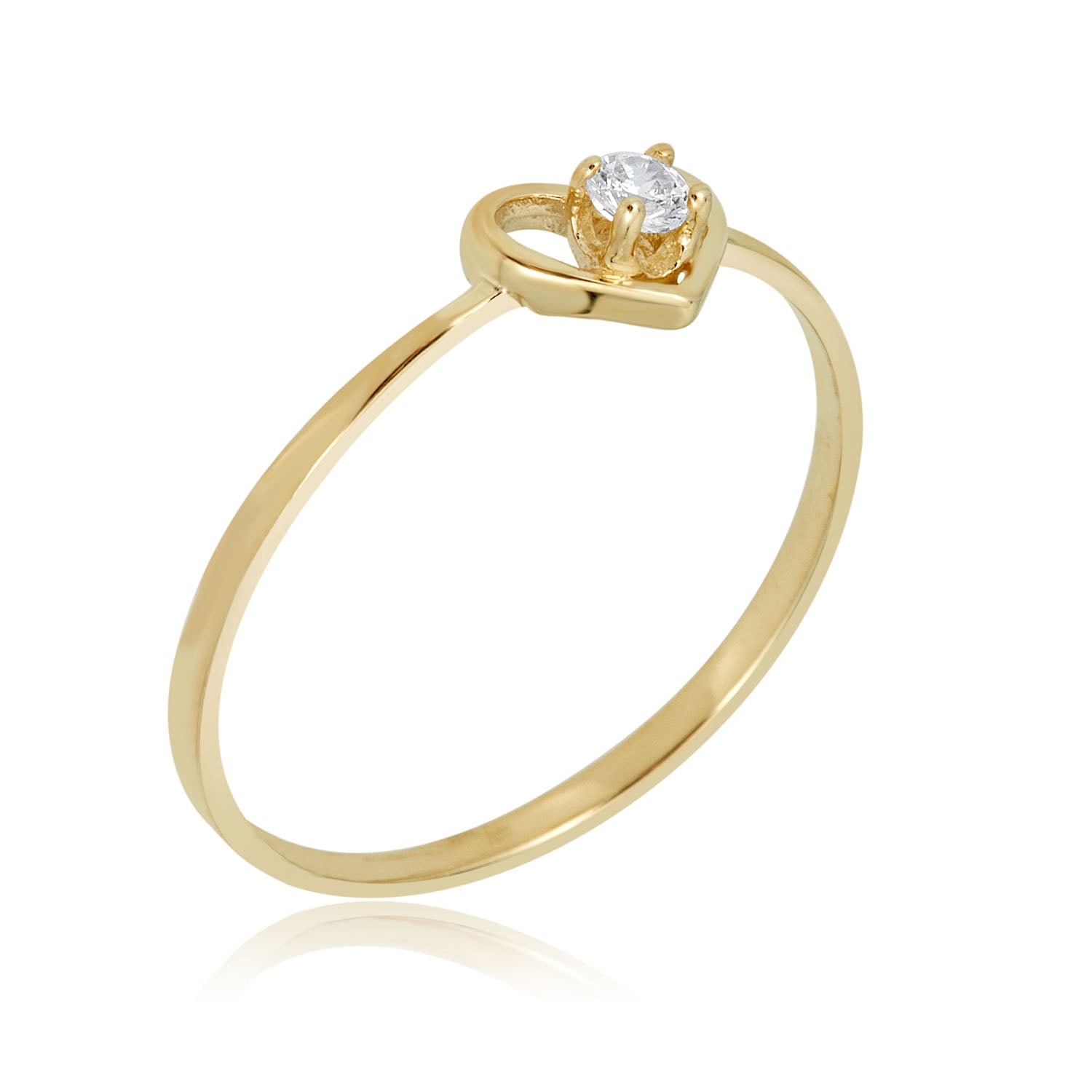 Avora 10k Yellow Gold Simulated Diamond Cz Open Heart Ring Size 4