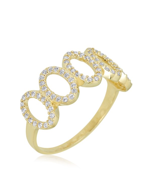 AVORA 10K Yellow Gold Simulated Diamond CZ Oval Loop Fashion Ring - Size 8