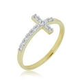 thumbnail image 1 of AVORA 10K Yellow Gold Simulated Diamond CZ Sideway Cross Ring  - Size 8, 1 of 5