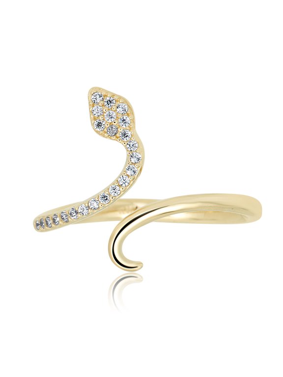 AVORA 10K Yellow Gold Simulated Diamond CZ Snake Wrap Fashion Ring - Size 8