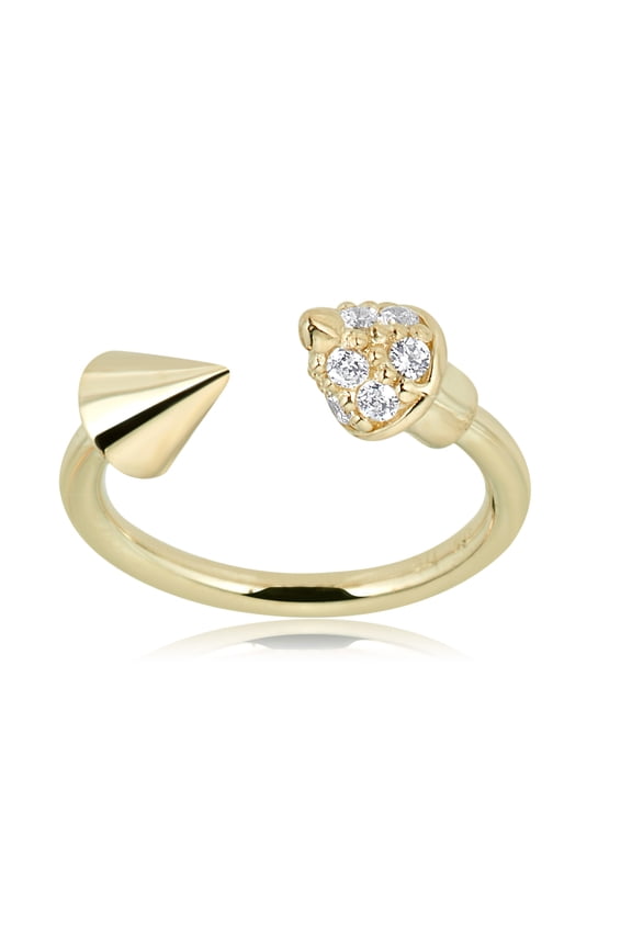 AVORA 10K Yellow Gold Simulated Diamond CZ Spiked Lucky Horseshoe Eyebrow Body Jewelry -018 Gauge