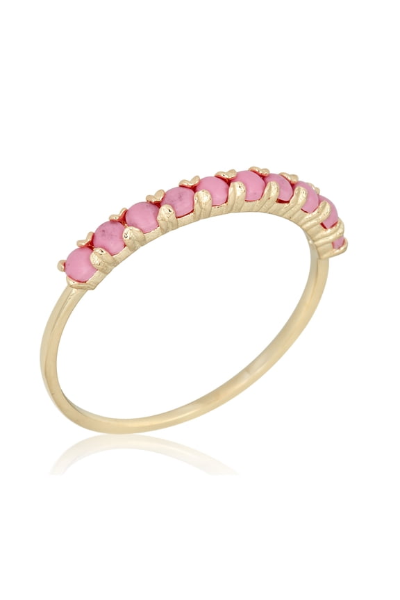 AVORA 10K Yellow Gold Simulated Pink Opal Ring, Size 3 - Size 3