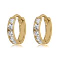 thumbnail image 1 of AVORA 10K Yellow Gold Small Simulated Diamond CZ Huggie Hoop Earrings, 1 of 6
