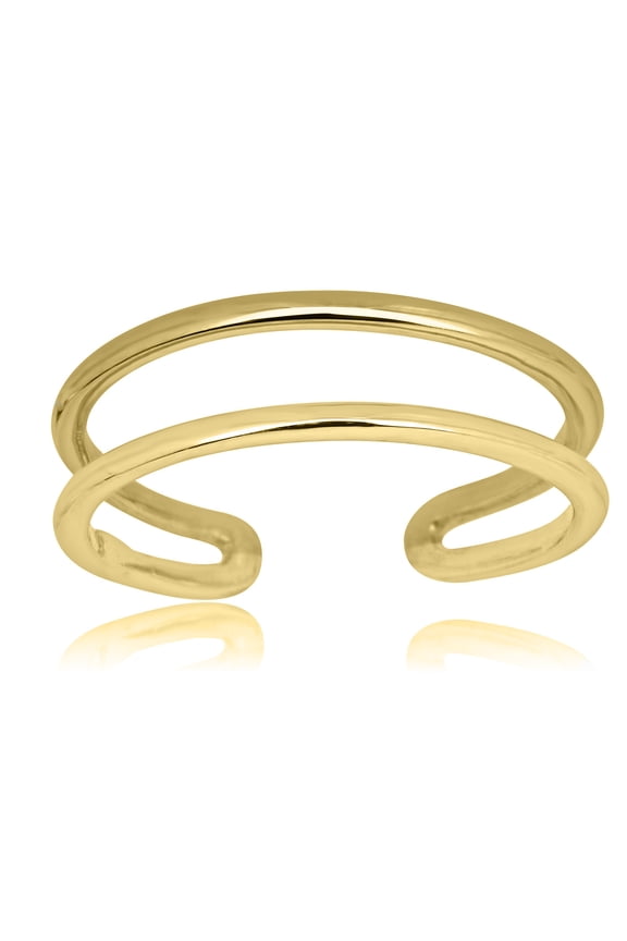 AVORA 10K Yellow Gold Two Row Minimalist Adjustable Toe Ring