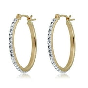 AVORA JEWELRY AVORA 10K Yellow Gold White Crystal 20mm Hoop Earrings