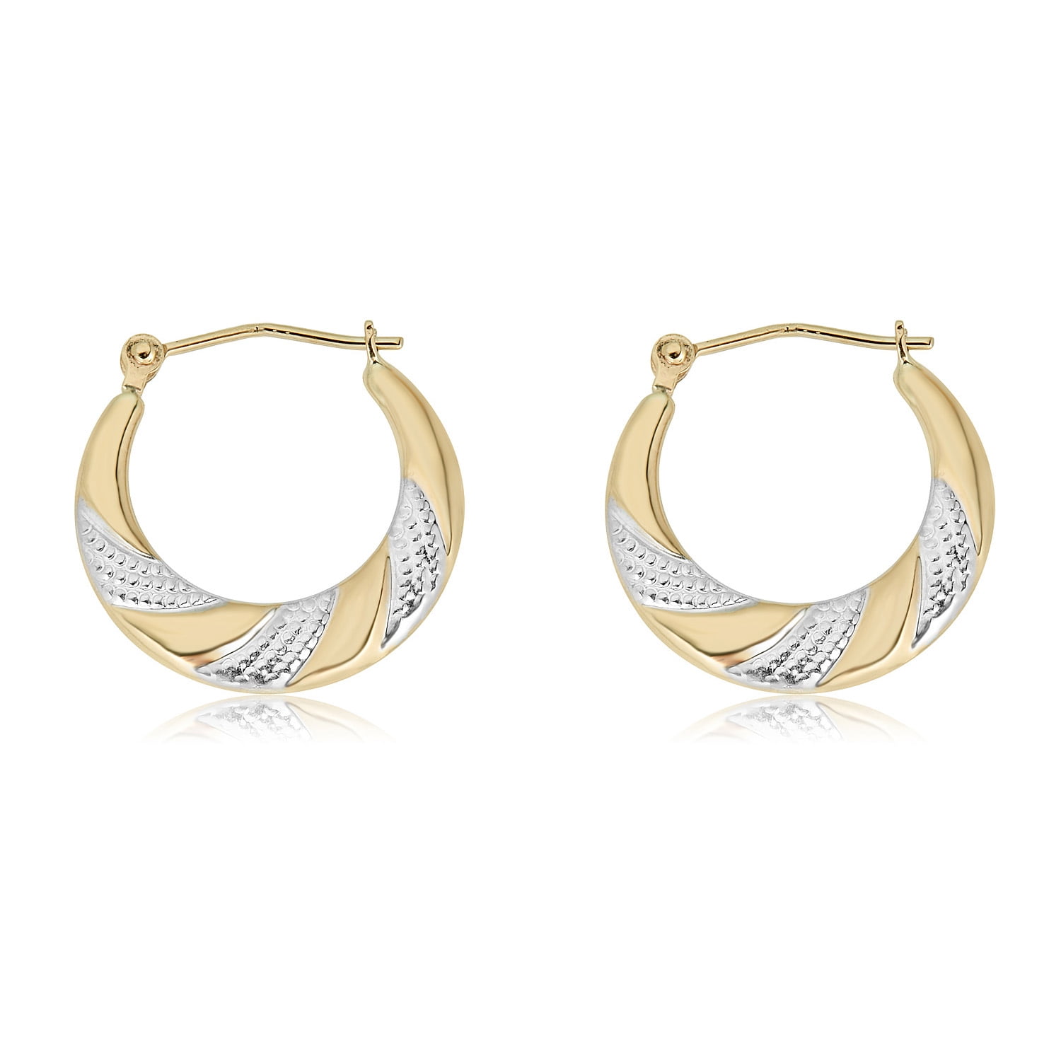 9ct Gold Diamond Cut Twist Hoop Earrings