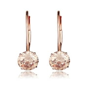 AVORA JEWELRY AVORA 14K Pink Gold 6mm Champagne Simulated Diamond CZ Lever-back Drop Earrings