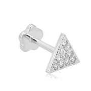 AVORA 14K White Gold Clustered Simulated Diamond CZ Triangle Cartilage Piercing Flat Back Earring Body Jewelry 18 Gauge