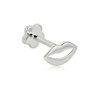 AVORA JEWELRY AVORA 14K White Gold Lips Cartilage Piercing Flat Back Earring Body Jewelry (18 Gauge)